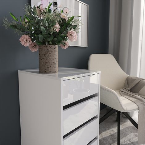Cassettiera per camera da letto Sherry, Bianco, 40.2 x 76.2 cm con coperchio del contenitore, Vicco (1/5)