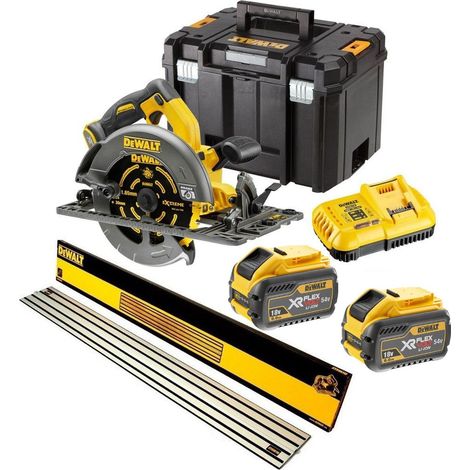 Dewalt DCS576X2 54v XR Flexvolt Circular Saw 190mm + 1.5M Guide Rail + 2 x 9ah