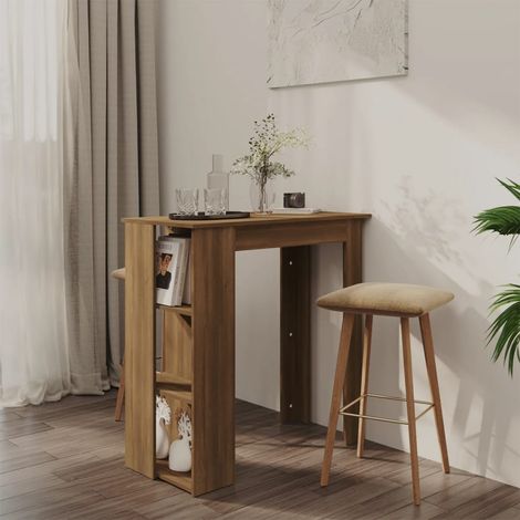 Vidaxl – Table de bar chêne marron bois d'ingénierie – 3 étagères de rangement – Dimensions 102 x 50 x 103,5 cm – Design moderne
