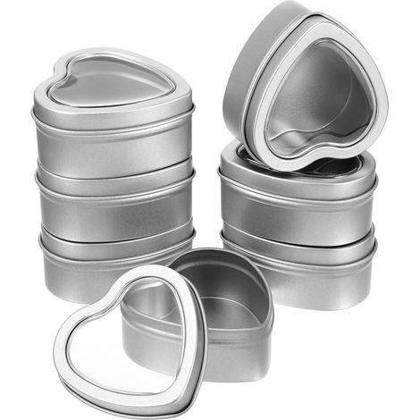 Lot de 12 Boîtes Métalliques en Fer Forme de Cœur Argentées, Résistantes aux Chocs et Difficiles à Déformer, pour Diy, Bonbons ou Fabrication de Bougies (1/5)