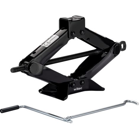 Wiltec Sollevatore auto a forbice con portata di 1 t, cric in acciaio con altezza di sollevamento 90–315 mm per auto e fuoristrada (1/5)