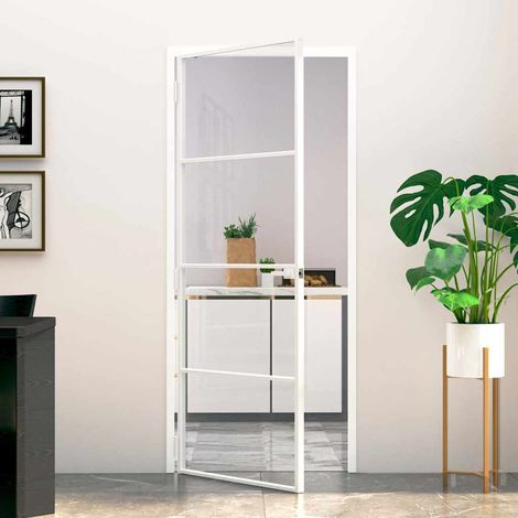 Vidaxl – Porte d'intérieur verrière 83x201,5 cm – Verre trempé résistant aux impacts – Cadre aluminium fin pour un design moderne