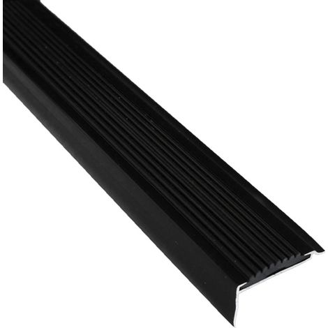 Vivol – Profilé noir aluminium 42 x 22 mm – Longueur 1350 mm – Antidérapant avec insert caoutchouc – Montage vis ou adhésif double face