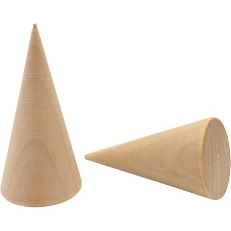 Porta anelli a cono in legno naturale da 12 pezzi, porta anelli conici in legno, coni in legno non verniciati, porta anelli a forma di cono, supporti per anelli a forma di cono per esposizione di gioi (1/5)