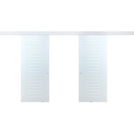 Doppia porta scorrevole - 2 x H205 x L83 cm - Vetro temperato - ASTANA (1/4)