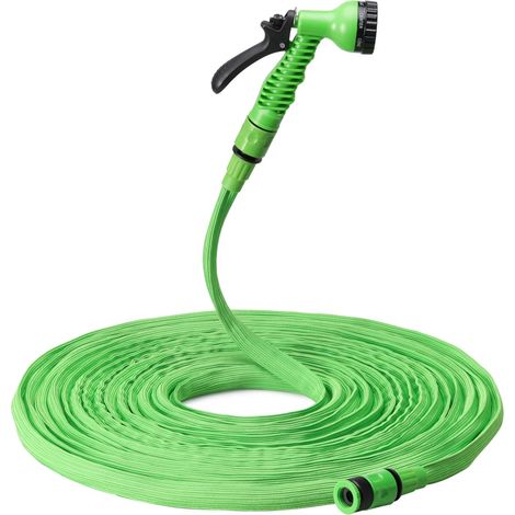Tuyau d'arrosage flexible de 15 à 30 mètres - Tuyau extensible - Comprend une buse de pulvérisation à 7 fonctions et un raccord pour robinet - Vert (1/5)