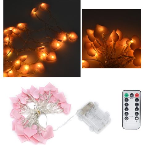 Guirlande lumineuse à 40 LED en forme de cœur rose, éclairage d'ambiance blanc chaud, 4 m, idéale pour la Saint-Valentin (1/5)