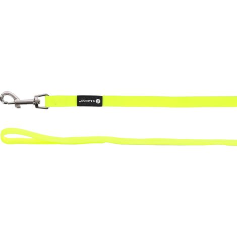 Laisse Chien Jaune Fluo (traque/entraînement) 1500cm L x 1,7cm l x 0,2cm H biothane Hydrofuge poignée Mousqueton chromé 15m entraînement (1/2)