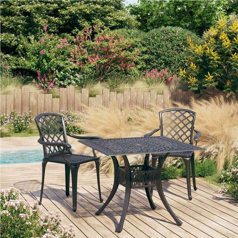 Ensemble de bistro 3 pcs-Salon de jardin bistro Aluminium coulé Noir 247985 (1/5)