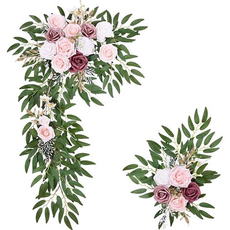 Hochzeitsbogen, Blumen, Seidenstoff, Blumengirlanden für die Hochzeitsdekoration, Rosa (1/2)