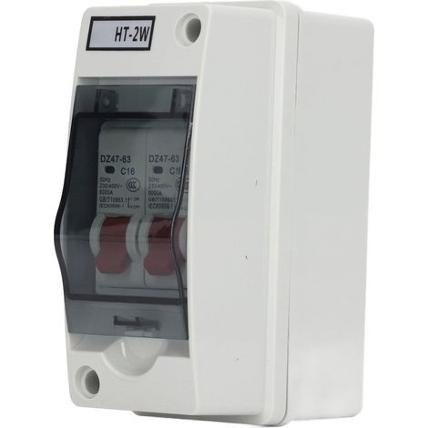 Disjoncteur miniature DZ47 63 16A 230V 400V 2 pôles étanche pour systèmes CC extérieurs (1/5)