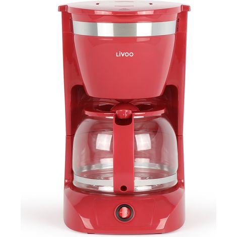 cafetera de filtro 12 tazas 800w roja - DOD163RC - Livoo -