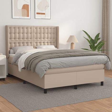 Boxspringbett Matratze Cappuccino-Braun 140x190cm Kunstleder (1/5)