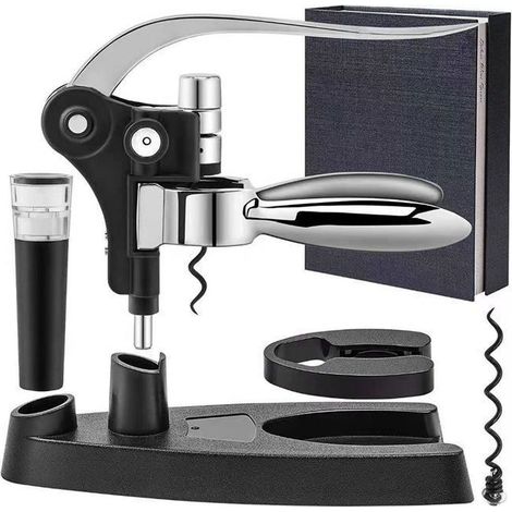 Coffret Cadeau Vin - Tire-Bouchon Manuel - Couteau à Capsule, Décapsuleur, Support, Bouchon & Vis - Accessoires Solides et Durables (1/5)