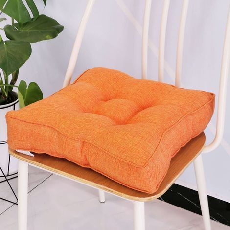 Coussin de chaise de jardin, 10 cm d'épaisseur, coton doux, 40 x 40 cm, pour bureau, salle à manger, maison (40 x 40 x 10 cm, orange) (1/5)