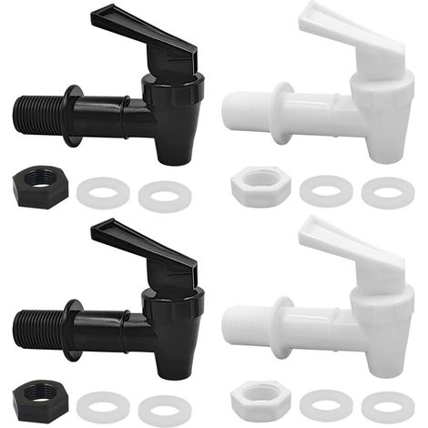 Lot de 4 robinets pour distributeur de boissons, robinets distributeurs d'eau et de limonade, pour fontaines à boissons et récipients, blanc et noir (1/5)