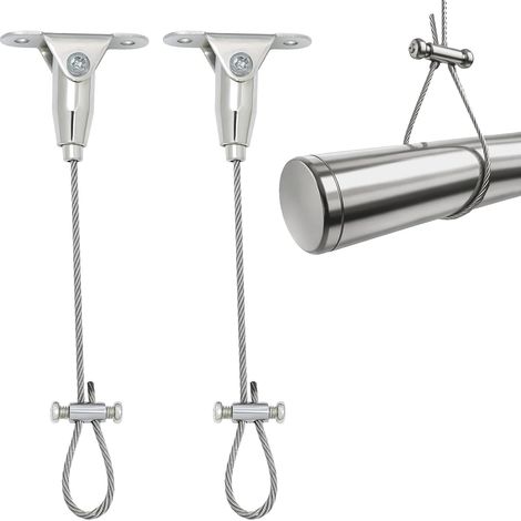 2 Pièces Support De Tringle À Rideau De Douche À Fixation Au Plafond Kit De Support Plafond Pour Tringles Droites Et Courbées Tringle Penderie Support Réglable Jusqu’à 150Cm Vis Et Chevilles Incluses (1/5)