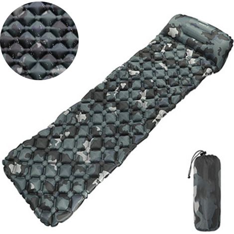 Matelas de sol ultraléger avec oreiller intégré, matelas de camping gonflable pour la randonnée, les voyages et le trekking, tapis de camping compact et portable (1/5)