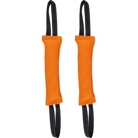 Jouet de traction pour chien (30 cm) – Lot de 2 – Jouet d'éducation interactif à deux poignées, idéal pour le tir à la corde et le jeu de rapport (Orange) (1/5)