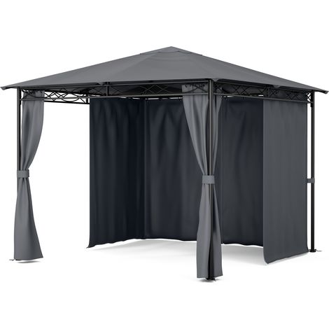 Blumfeldt Mondo gazebo da giardino tendone per feste acciaio poliestere grigio scuro