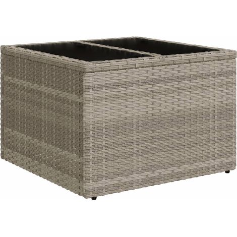 Maison Exclusive - Tavolo Giardino Piano Vetro Grigio Chiaro 55x55x37cm Polyrattan