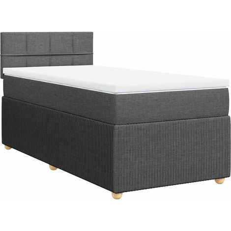 Maison Exclusive - Sommier à lattes de lit avec matelas Gris foncé 100x200cm Tissu (1/5)
