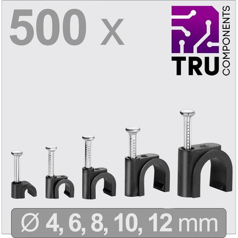 TRU COMPONENTS T24CA132 Nagelschellen TC-13448480 Bündel-Ø-Bereich 2 bis 12 mm Schwarz 500 St.