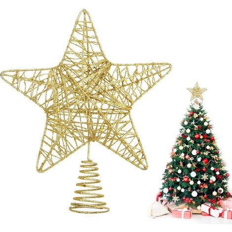 Étoile de Sapin de Noël Dorée 25 cm – Pentagramme Topper pour Sommet d’Arbre – Décoration Festive pour Maison (1/5)