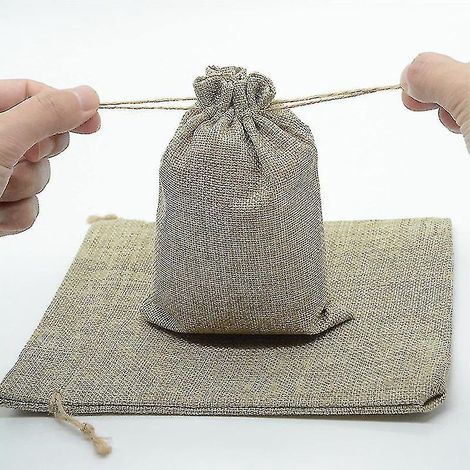 10 petits sacs en toile de jute (7 x 9 cm) pour bijoux et cadeaux de mariage (1/4)