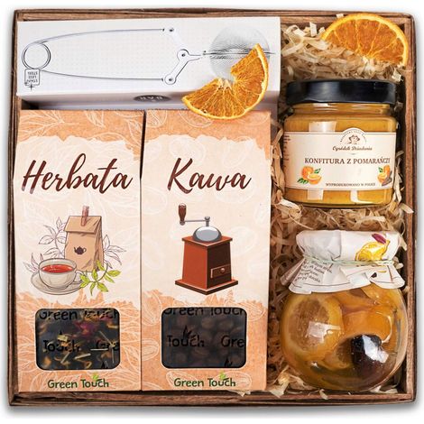 Geschenkkorb mit Tee, Kaffee und einem Tee-Ei (1/5)