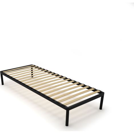 Cadre de lit BED ALU 80x200 Métal Lattes en bois Noir moderne (1/3)