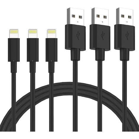 Lot de 3 Câble de Chargeur iPhone 1M, Fil USB A-Lightning Portable (1/5)