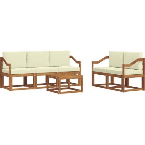Outdoor Sofa Set with Cushion 6 pcs Natural and Cream vidaXL