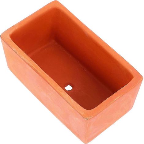 Pot de fleurs rectangulaire en terre cuite, petit pot en argile avec trous de drainage, pot de fleurs en terre cuite de style rustique, idéal pour les plantes de jardin à faire soi-même, la décoration (1/5)
