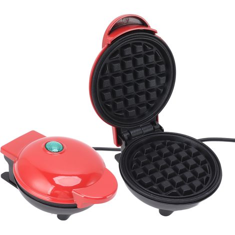 Mini gaufrier antiadhésif double face rond multifonctionnel pour petits-déjeuners, toasts et sandwichs, prise ronde BRA 110 V rouge (1/5)