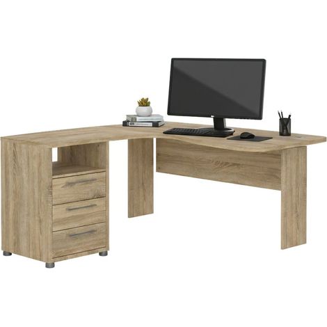 Dmora - Escritorio Lumpur, Escritorio multiusos, Mesa de oficina para PC, El plan de trabajo, 159x150 h75 cm, Roble