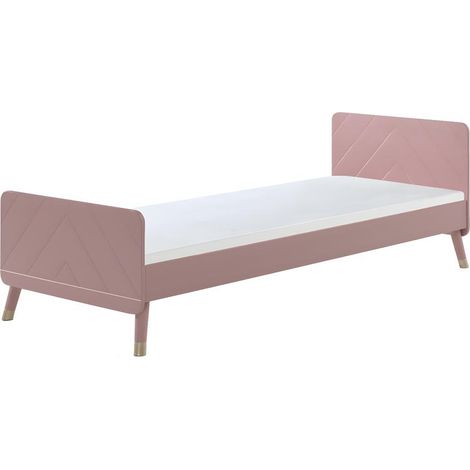 Lit 1 place 90x200 cm avec sommier rose - GAMAY (1/5)