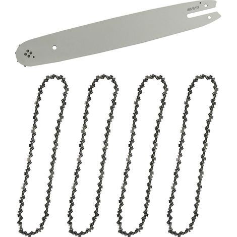 Guide-chaîne & 4 Chaînes de tronçonneuses,Guide tronçonneuse 35cm,Chaînes de tronçonneuses à gouges carrées 3/8" 1,3 mm 50 maillons longueur compatible avec STIHL (1/5)