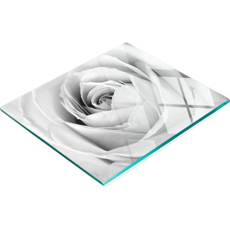 Tabla de cortar decorativa de vidrio templado para cocina, color blanco rosa, 60x52 cm. (1/5)