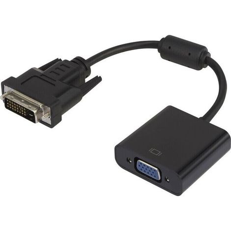 Adaptateur DVI vers VGA noir – RF-3301134, 15 cm, noyau en ferrite et contacts dorés, compatible PC et écrans professionnels (1/3)
