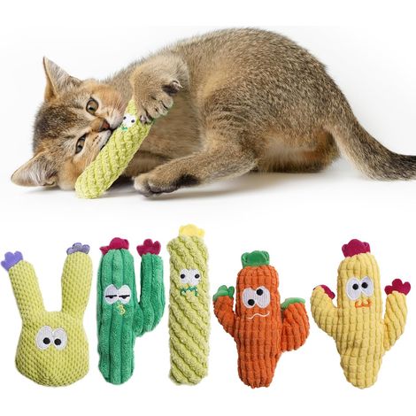 Kaktus-Katzenspielzeug für Wohnungskatzen, 100 % reine Bio-Katzenminze, ohne Baumwolle, interaktives Spielzeug für Kätzchen zur Linderung von Angstzuständen, weiches, niedliches Beiß- und Kauspielzeug