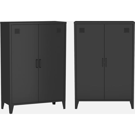 Cómoda/armario de metal de 2 puertas, set de 2