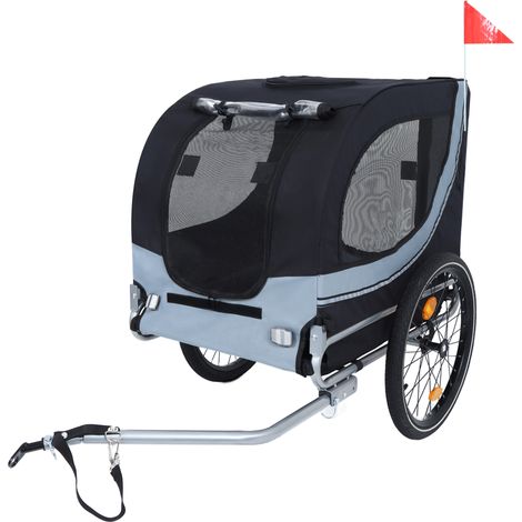 Remorque vélo pour chien jusqu’à 40 kg, cabine spacieuse en tissu Oxford avec châssis métal, pliable, roues 20 pouces, moustiquaire et housse pluie  CHICFURN (1/5)