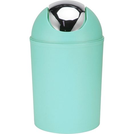 Poubelle de bureau mini couvercle rabattable plastique PP vert menthe compact 31x19cm facile à nettoyer pour maison cuisine salle de bain (1/5)