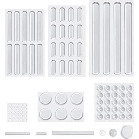 Transparente Silikonpuffer, 6 Größen, 86 Stück, durchsichtige Klebepads für Möbel, Schranktüren, Schubladen, Glasplatten, Schränke (1/5)