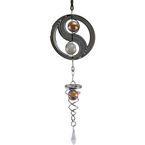 Windspiel - Rotatif En Acier Inoxydable Avec Boule Cristal - Décoration Extérieure Jardin Cour Balcon Intérieur - Lot De 1