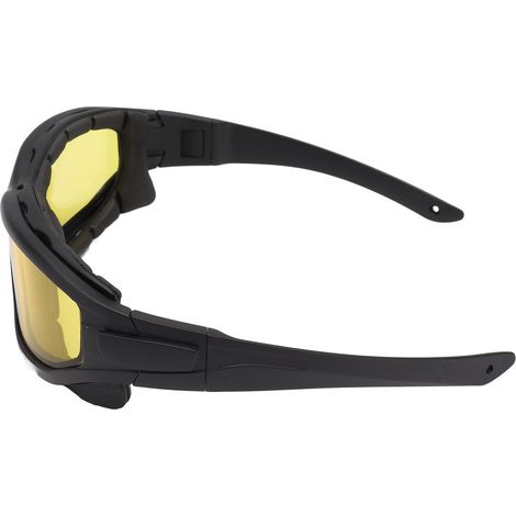 Lunettes de protection à double lentille, monture ajustable, sangle amovible, usage polyvalent, teinte ambrée. (1/5)