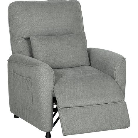 Poltrona Reclinabile con Riscaldamento 8 Punti Massaggio e 5 Modalità 88x93x102 cm in Tessuto Ciniglia Grigio Carbone