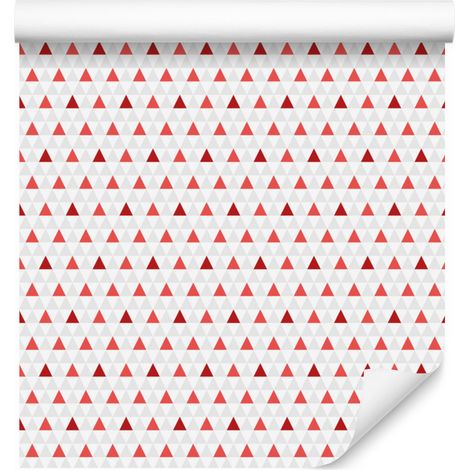 Carta da parati con triangoli bianchi e corallo per soggiorno e camera da letto 50x1000 cm (1/5)