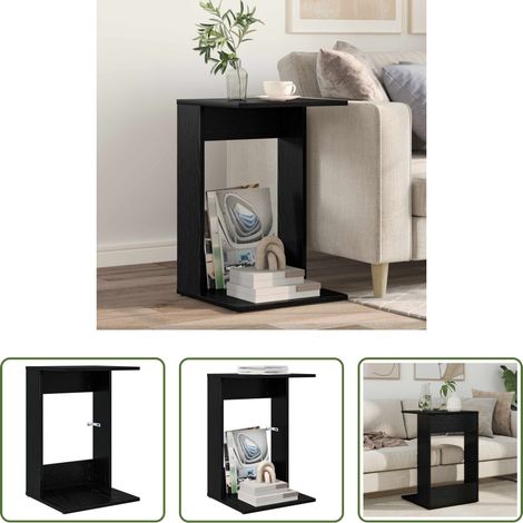 Holzbeistelltisch - Beistelltisch Schwarz Eichen-Optik 40 x 38 x 62,5 cm (1/5)